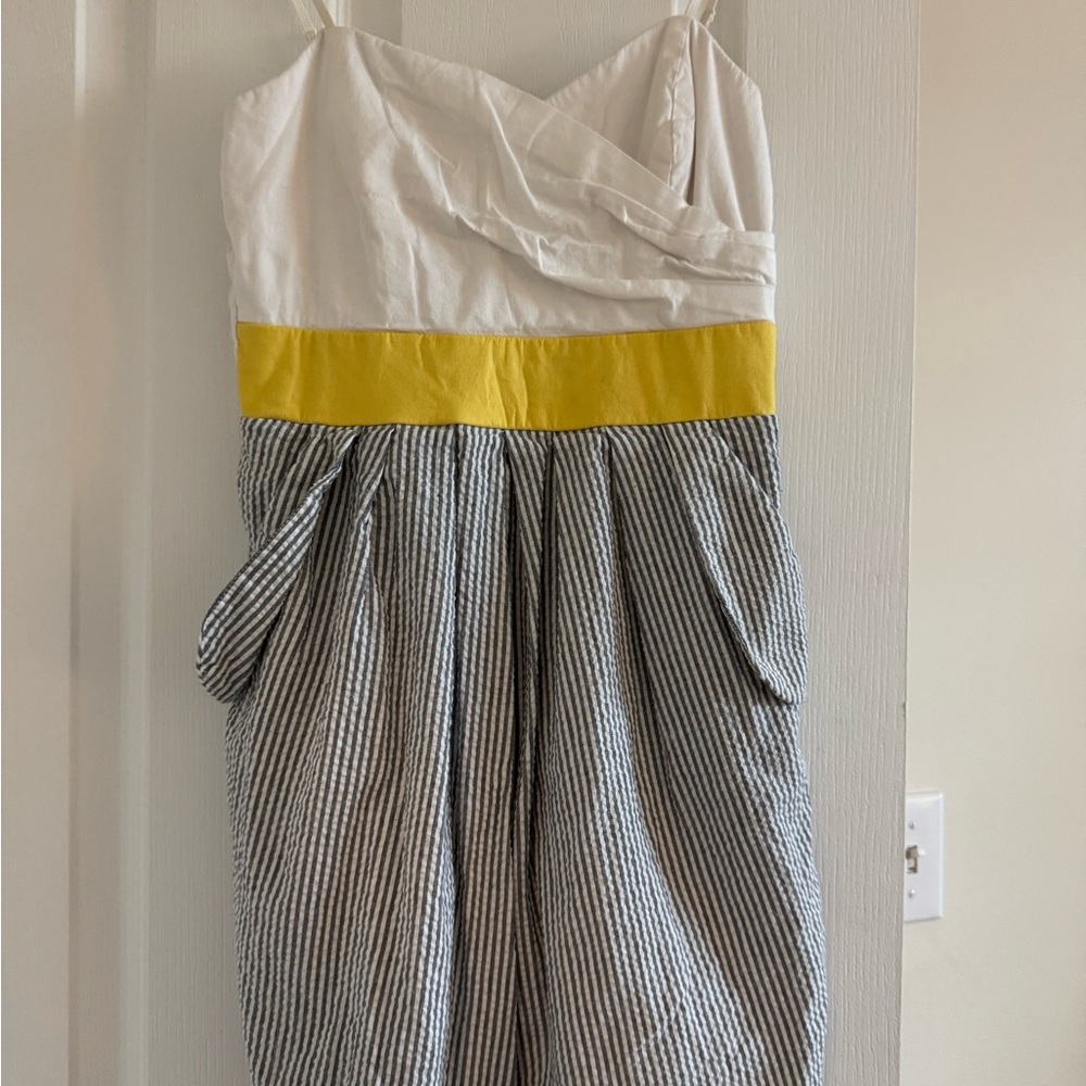 Chic Striped  SunDress with Yellow Accent